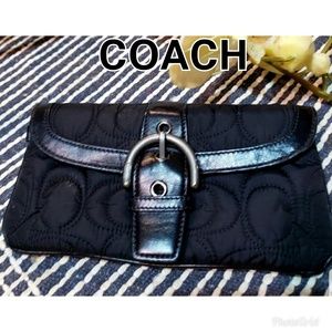 Coach Signature Black Quilt Wallet & Leather Trim